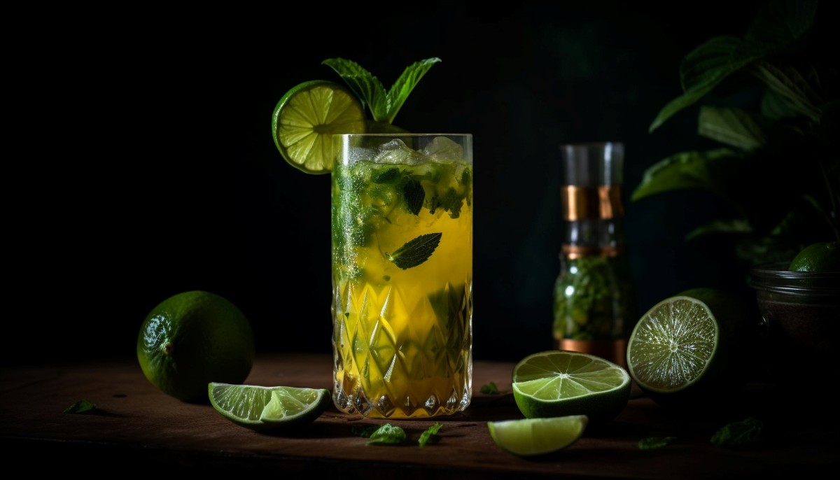 Fresh mojito with citrus fruit and mint leaf